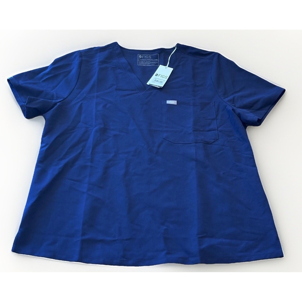 FIGS Womens XXL Navy Blue Catarina One Pocket Scrub Stretchy Wicking Top‎ NWT